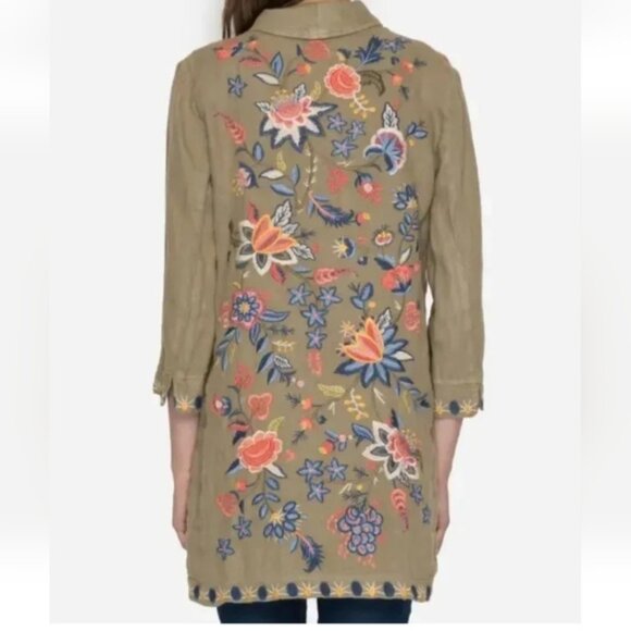 Johnny Was Tiwa  Embroidered Heavy Linen Coat - Picture 10 of 14
